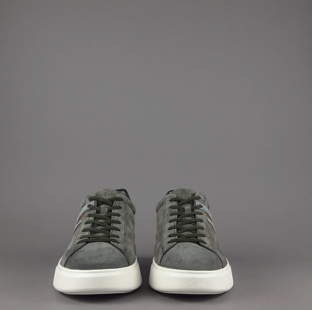 Hogan Sneakers H580 Uomo Camoscio Verde Militare Tenue H Lunga
