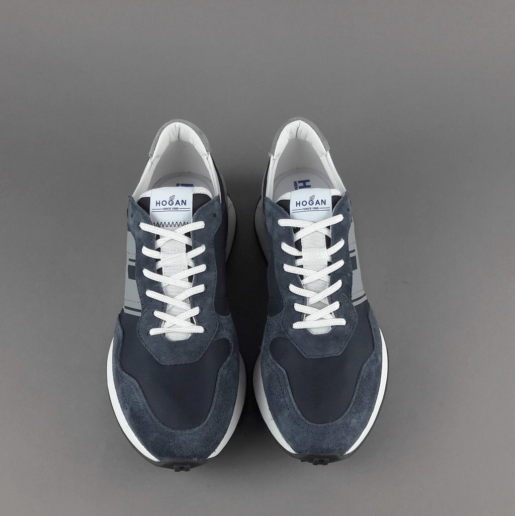 Hogan Sneakers H601 Uomo Camoscio Tela Blu Scuro H Gommata Stampata