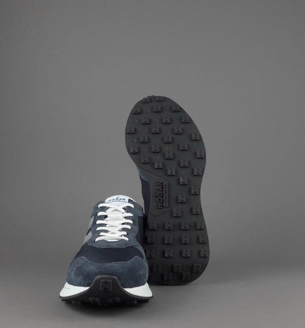 Hogan Sneakers H601 Uomo Camoscio Tela Blu Scuro H Gommata Stampata