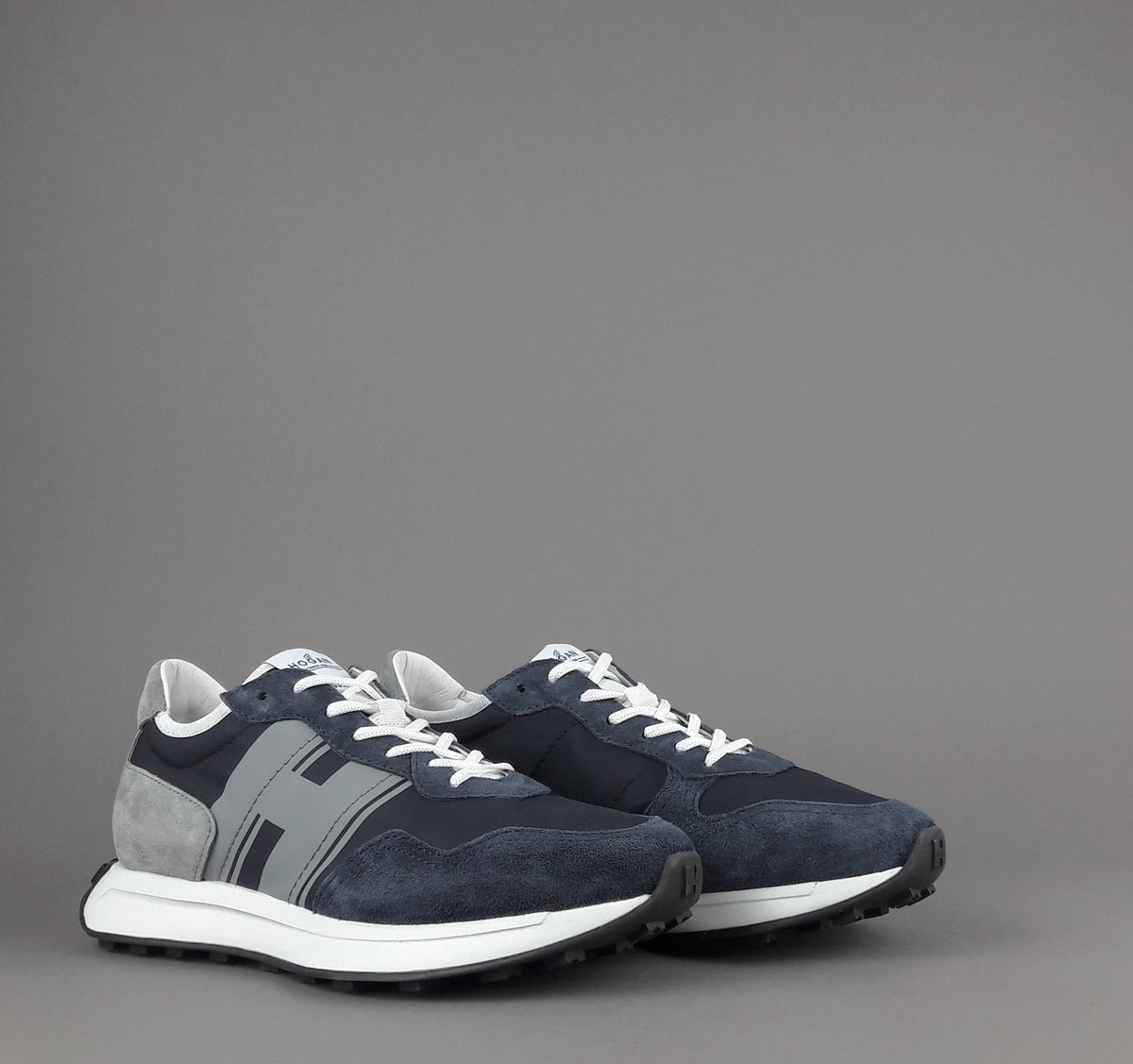 Hogan Sneakers H601 Uomo Camoscio Tela Blu Scuro H Gommata Stampata