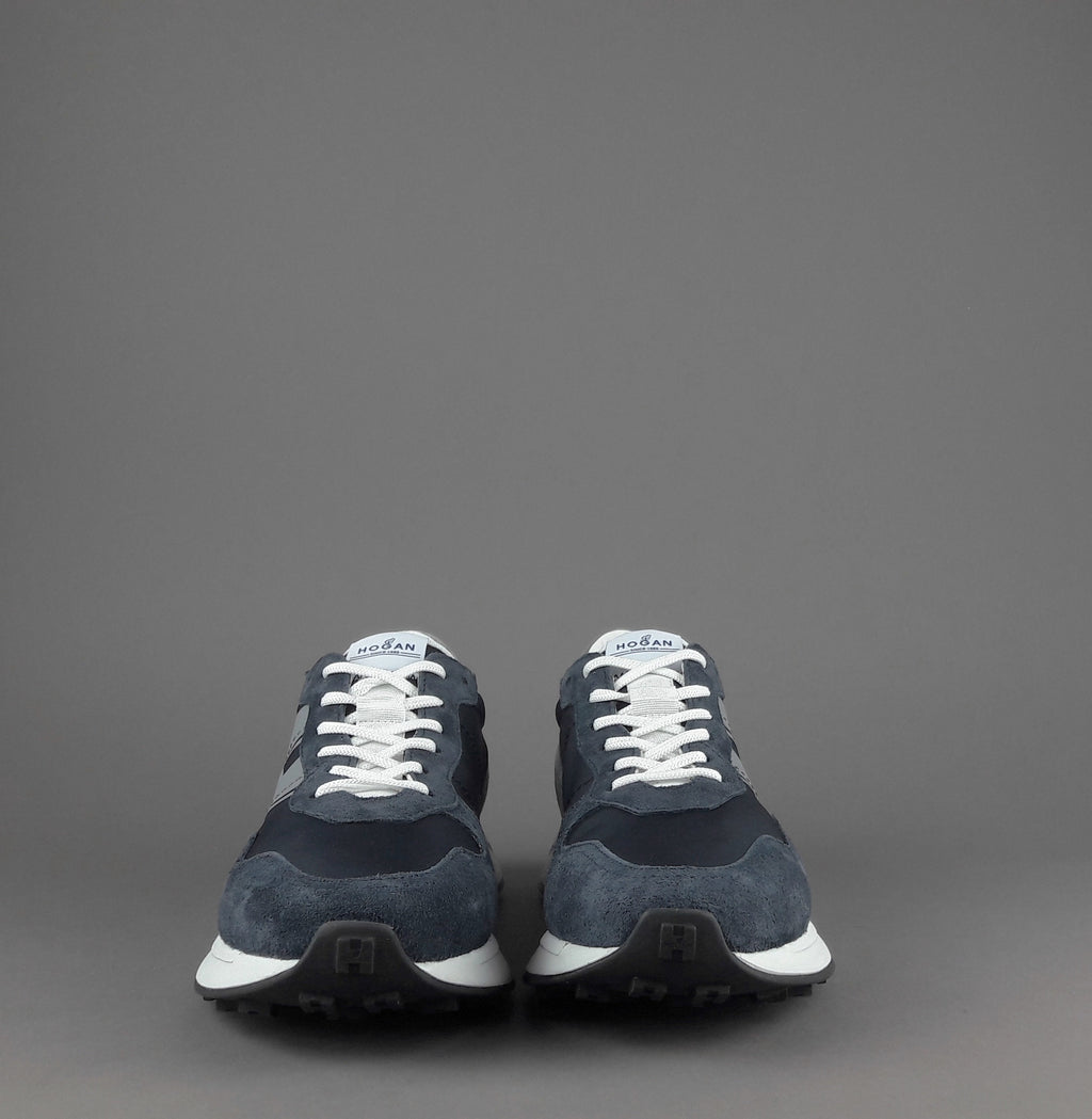 Hogan Sneakers H601 Uomo Camoscio Tela Blu Scuro H Gommata Stampata