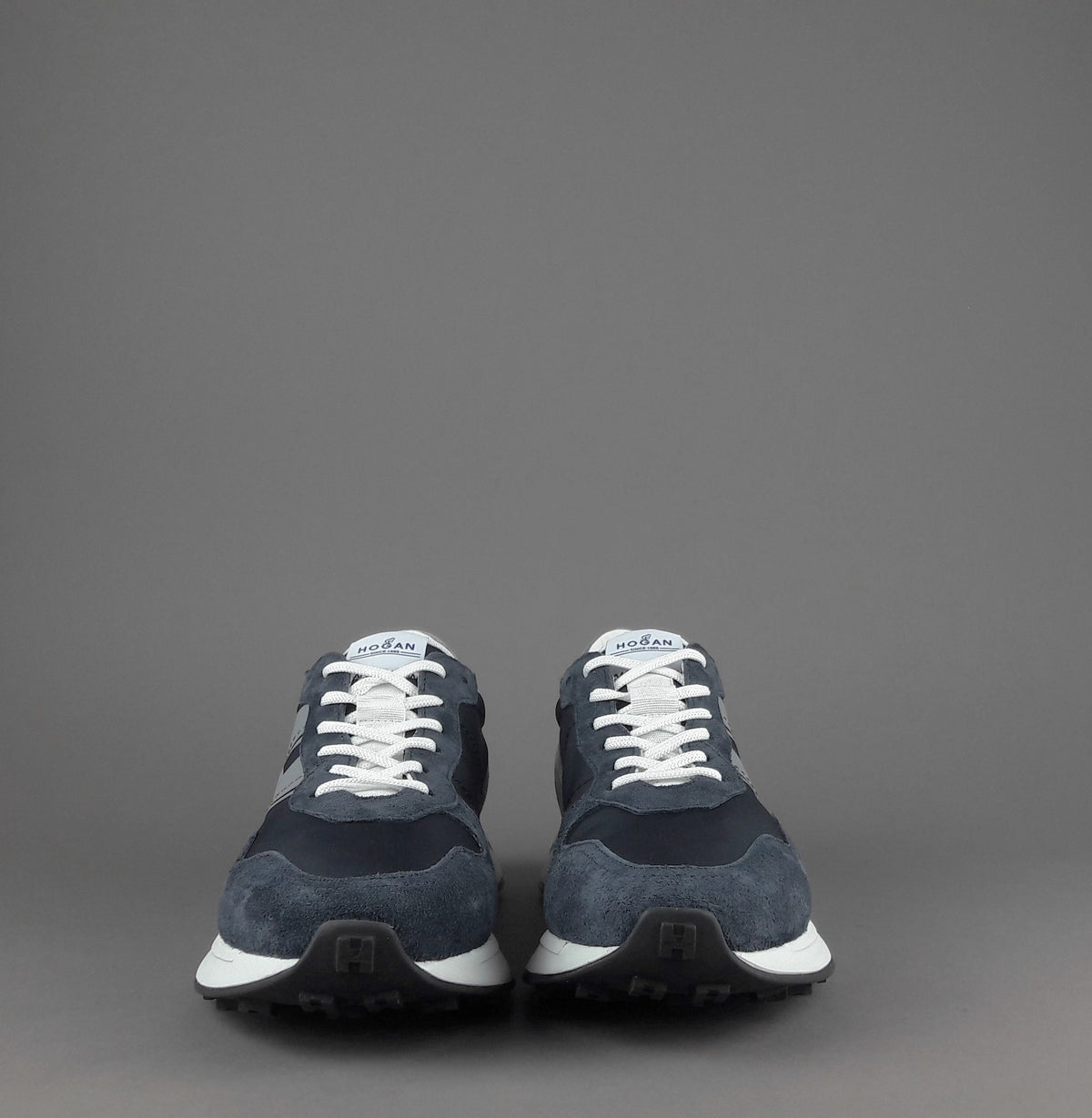 Hogan Sneakers H601 Uomo Camoscio Tela Blu Scuro H Gommata Stampata
