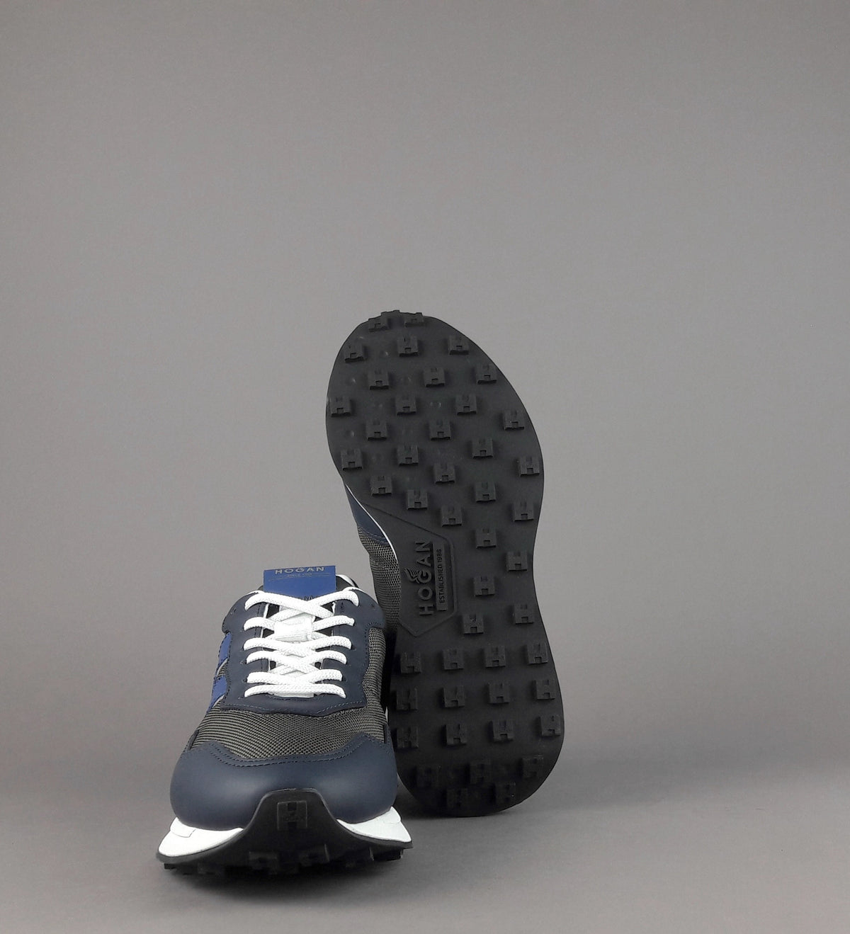 Hogan Sneakers H601 Uomo Pelle Tela Blu Scuro H Gommata