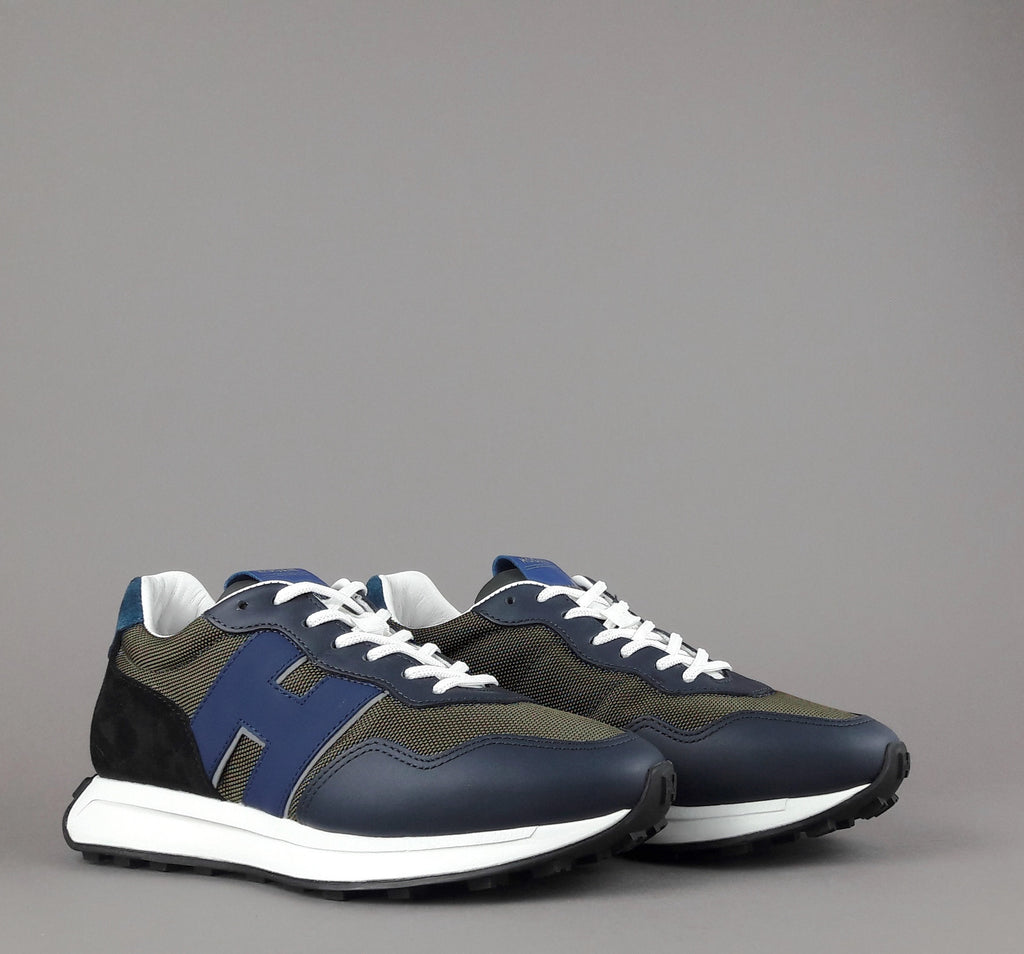 Hogan Sneakers H601 Uomo Pelle Tela Blu Scuro H Gommata