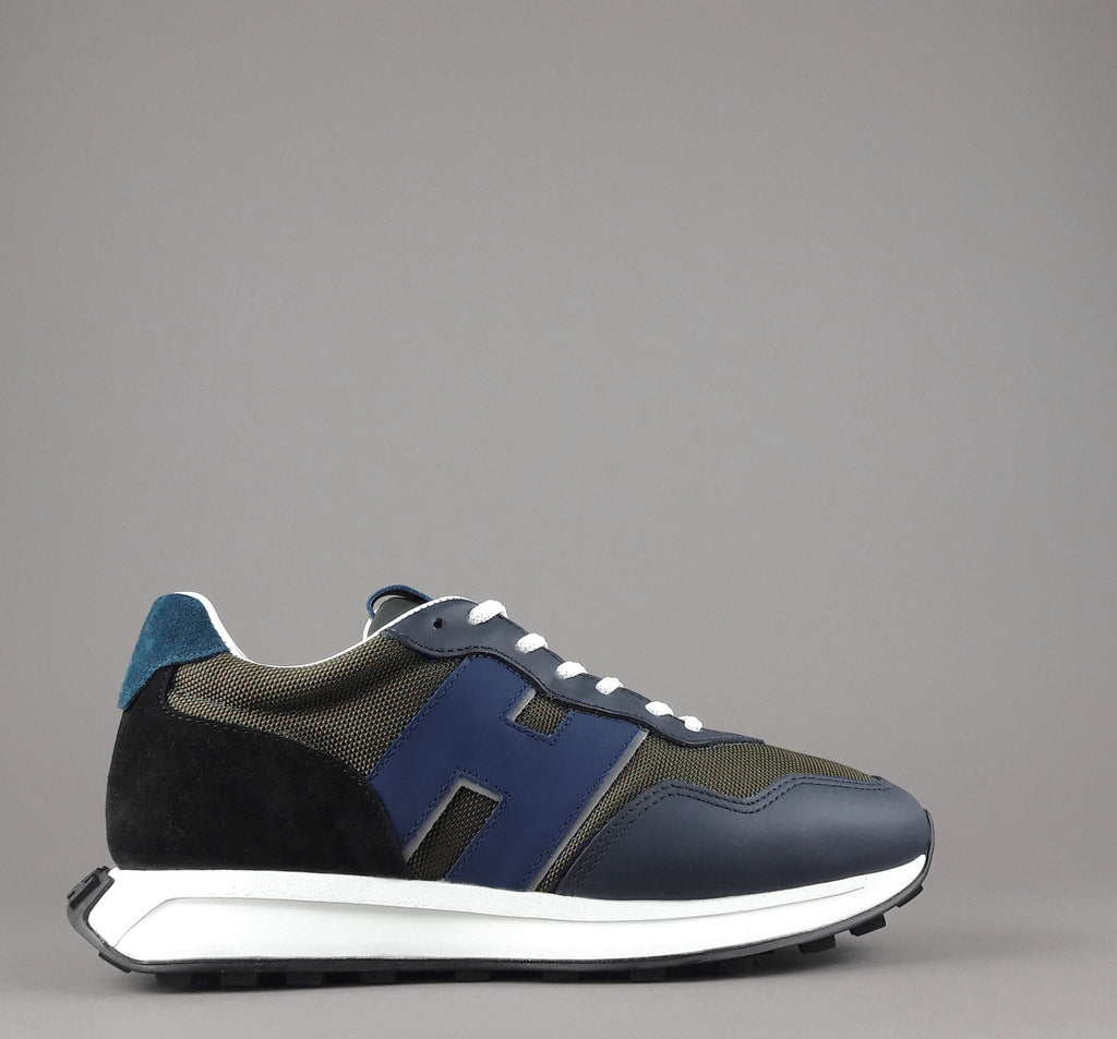 Hogan Sneakers H601 Uomo Pelle Tela Blu Scuro H Gommata
