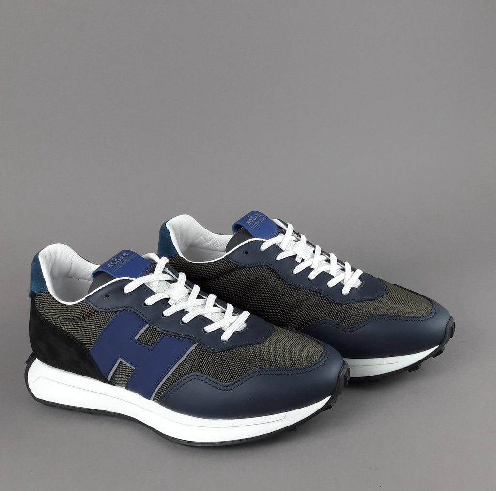 Hogan Sneakers H601 Uomo Pelle Tela Blu Scuro H Gommata