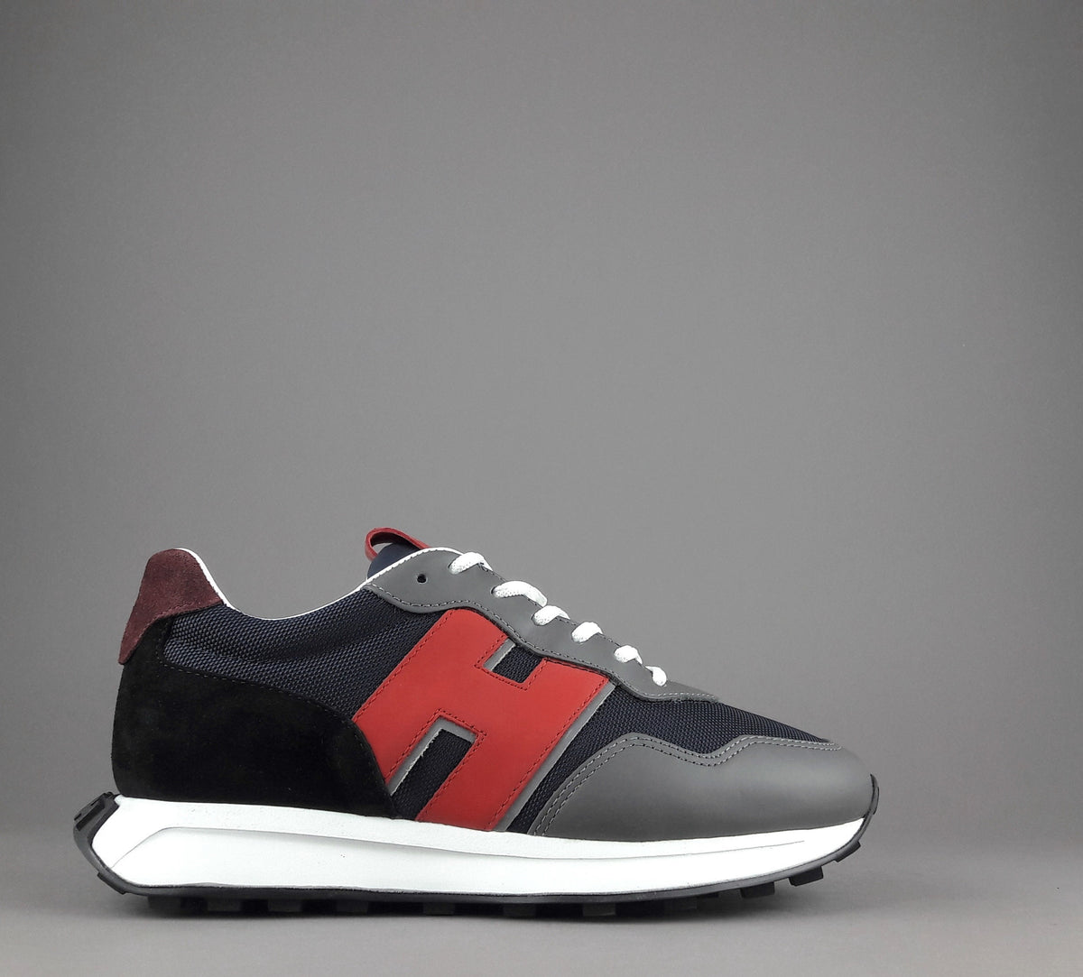 Hogan Sneakers H601 Uomo Pelle Tela Grigio/Blu H Gommata