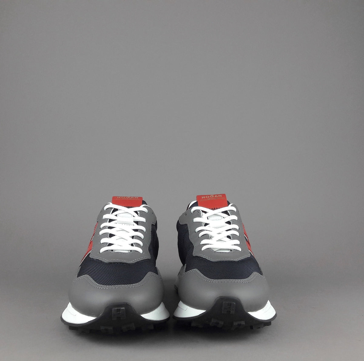 Hogan Sneakers H601 Uomo Pelle Tela Grigio/Blu H Gommata