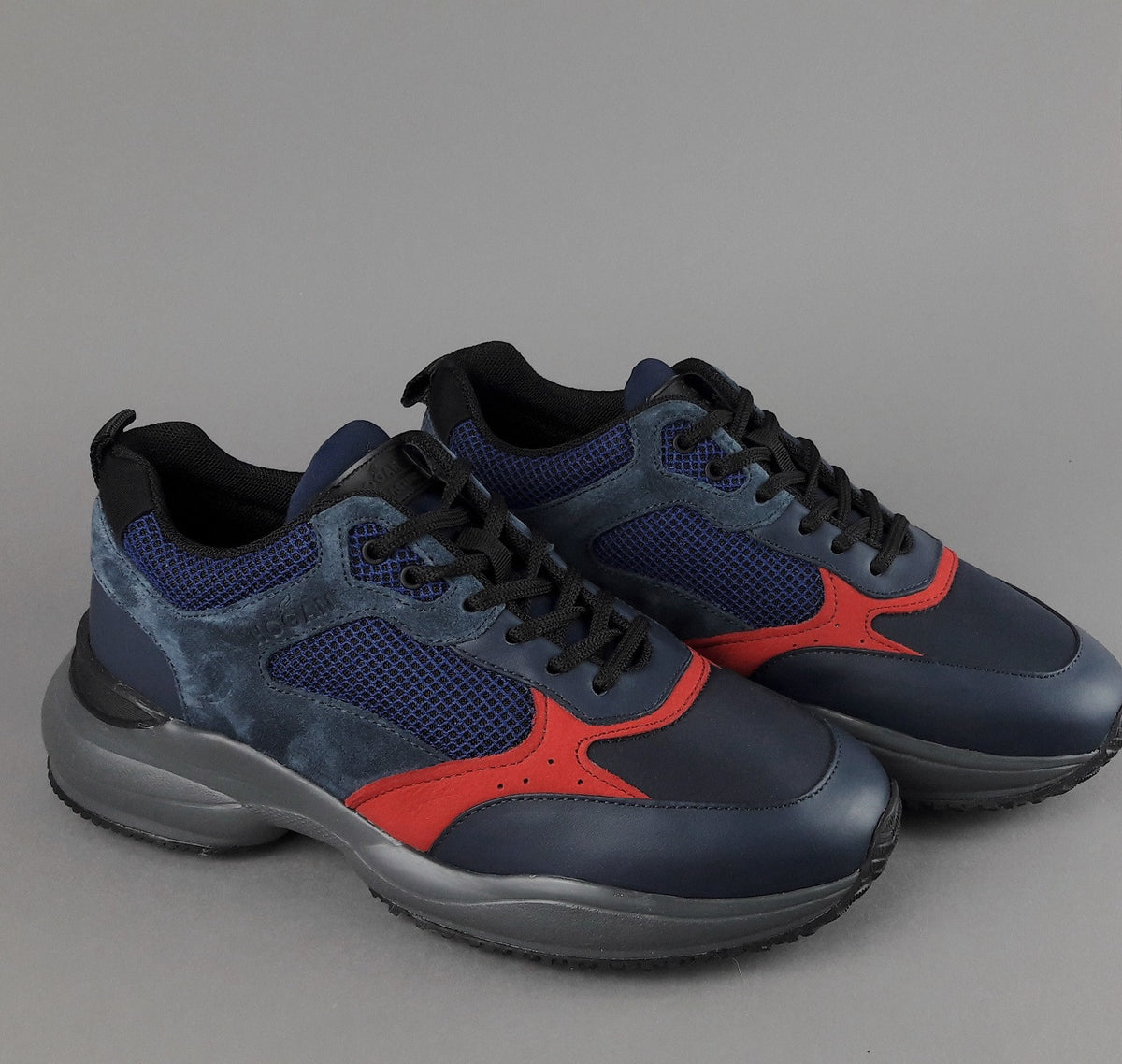 Hogan Sneakers Interaction Uomo Pelle Camoscio Tela Blu Scuro