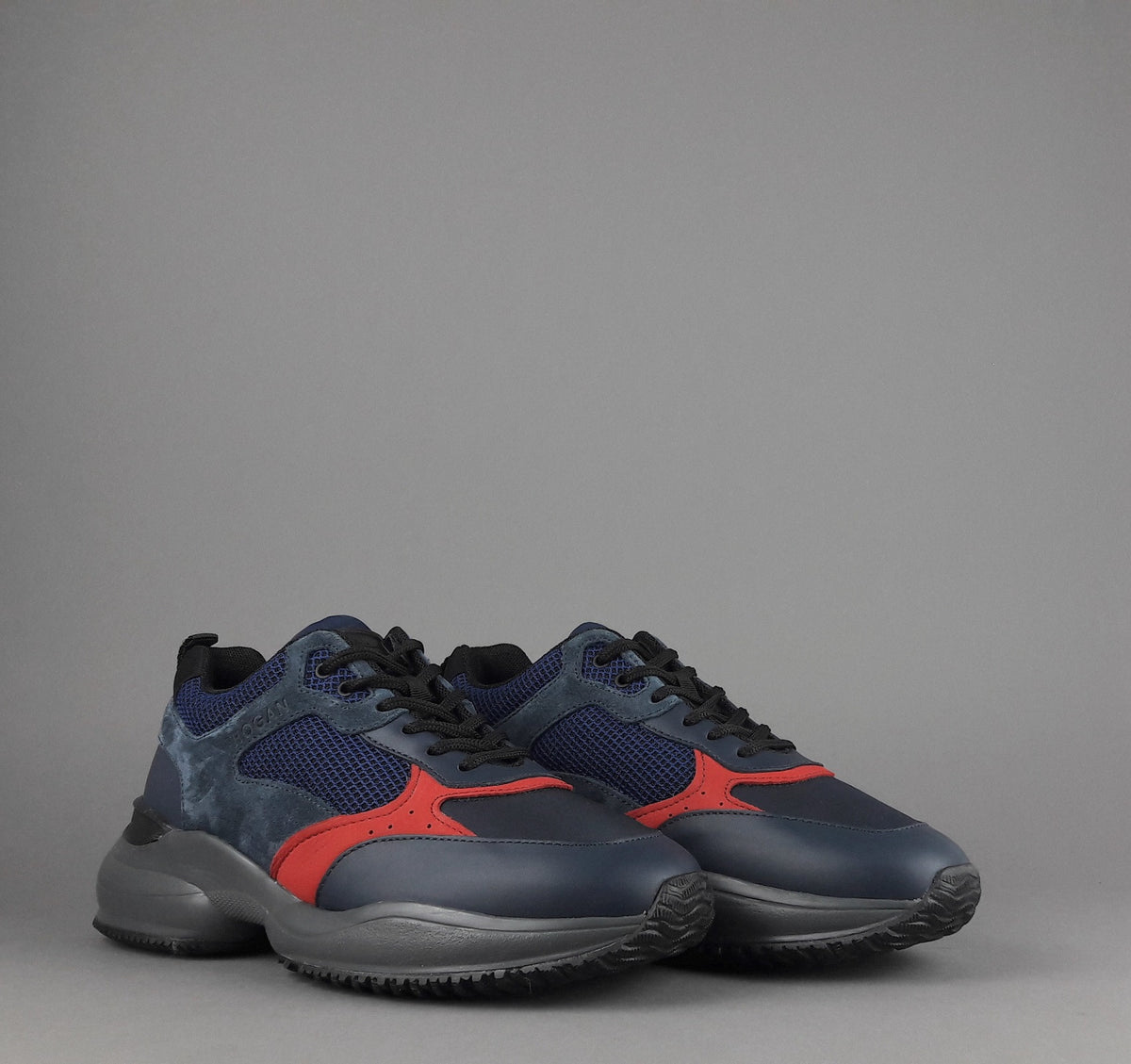 Hogan Sneakers Interaction Uomo Pelle Camoscio Tela Blu Scuro