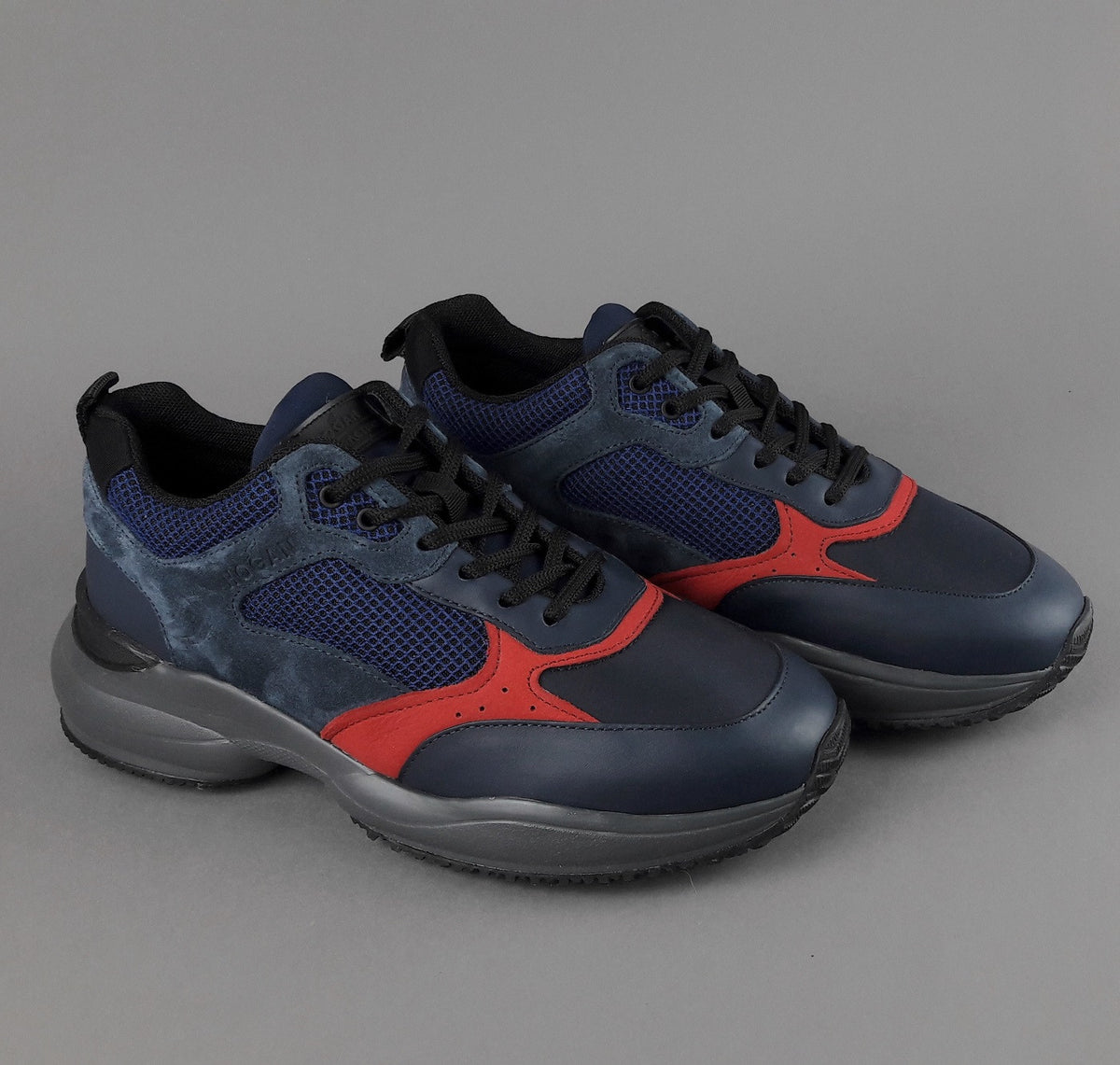 Hogan Sneakers Interaction Uomo Pelle Camoscio Tela Blu Scuro