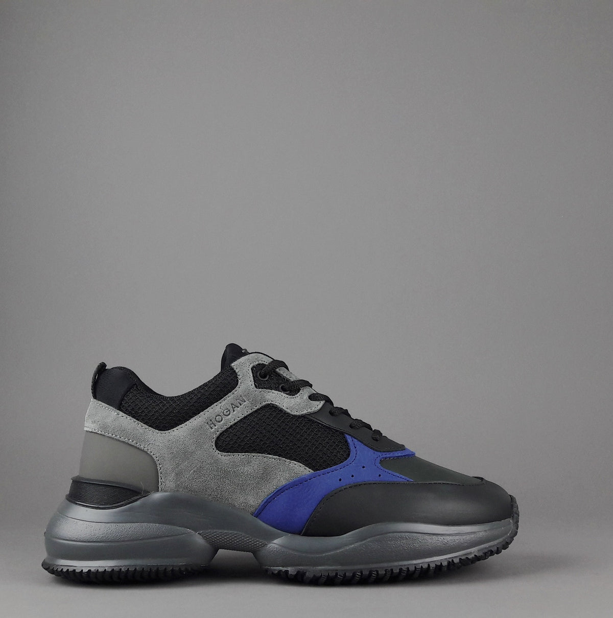 Hogan Sneakers Interaction Uomo Pelle Camoscio Tela Nero Grigio