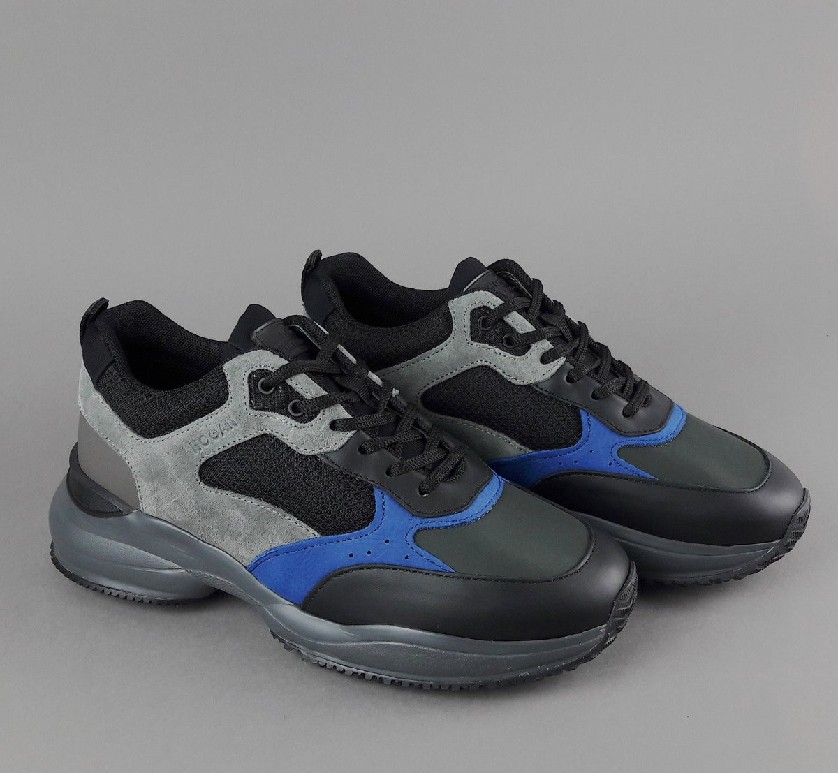 Hogan Sneakers Interaction Uomo Pelle Camoscio Tela Nero Grigio