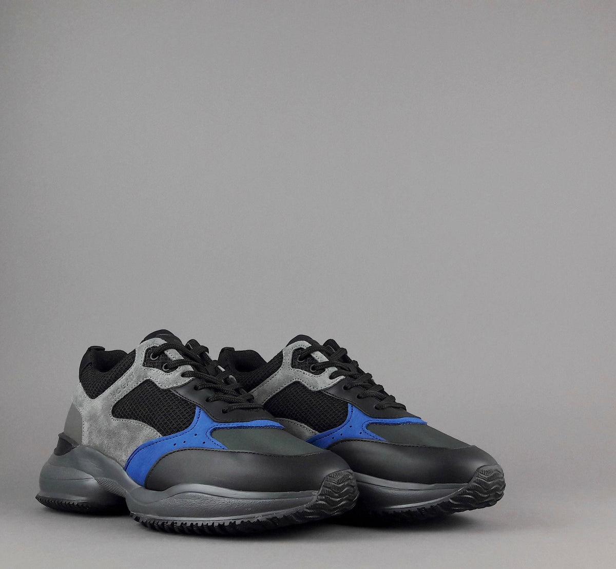 Hogan Sneakers Interaction Uomo Pelle Camoscio Tela Nero Grigio