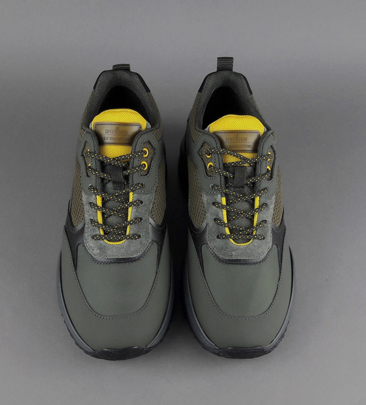 Hogan Sneakers Interaction Uomo Pelle Gommata Tela Verde Militare