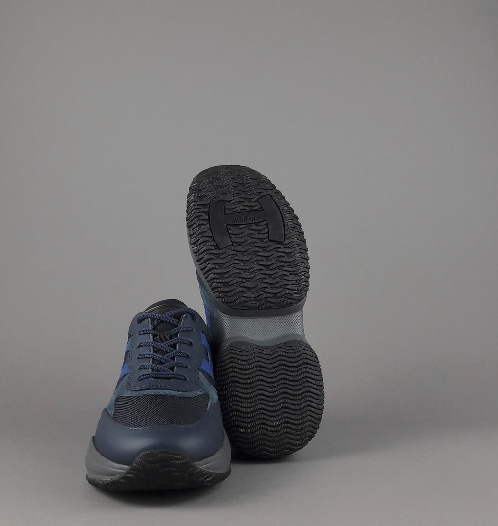 Hogan Sneakers Interaction Uomo Pelle Tela Blu Scuro