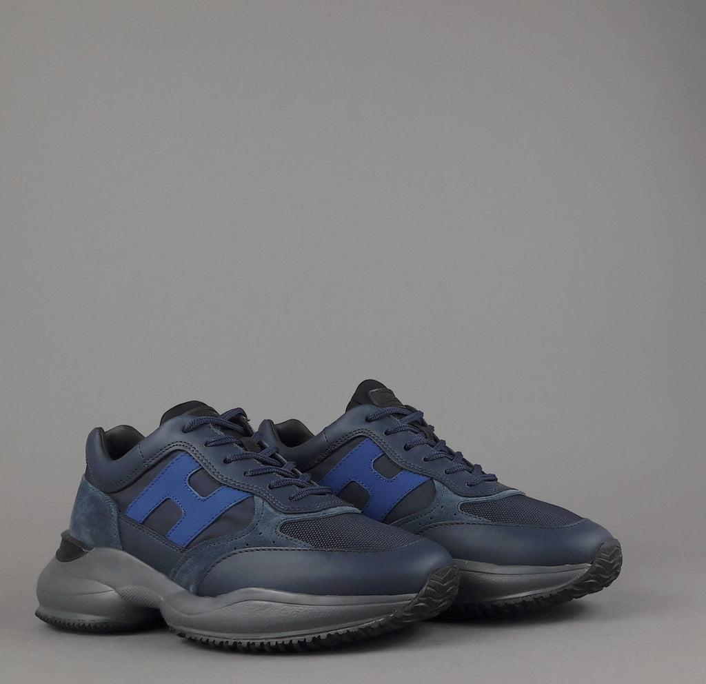 Hogan Sneakers Interaction Uomo Pelle Tela Blu Scuro