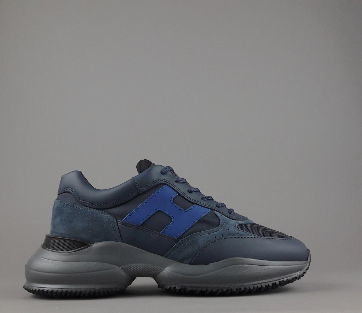 Hogan Sneakers Interaction Uomo Pelle Tela Blu Scuro