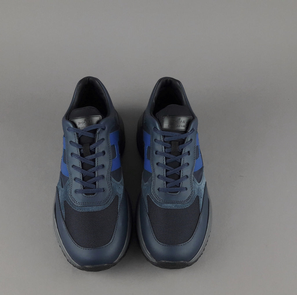 Hogan Sneakers Interaction Uomo Pelle Tela Blu Scuro