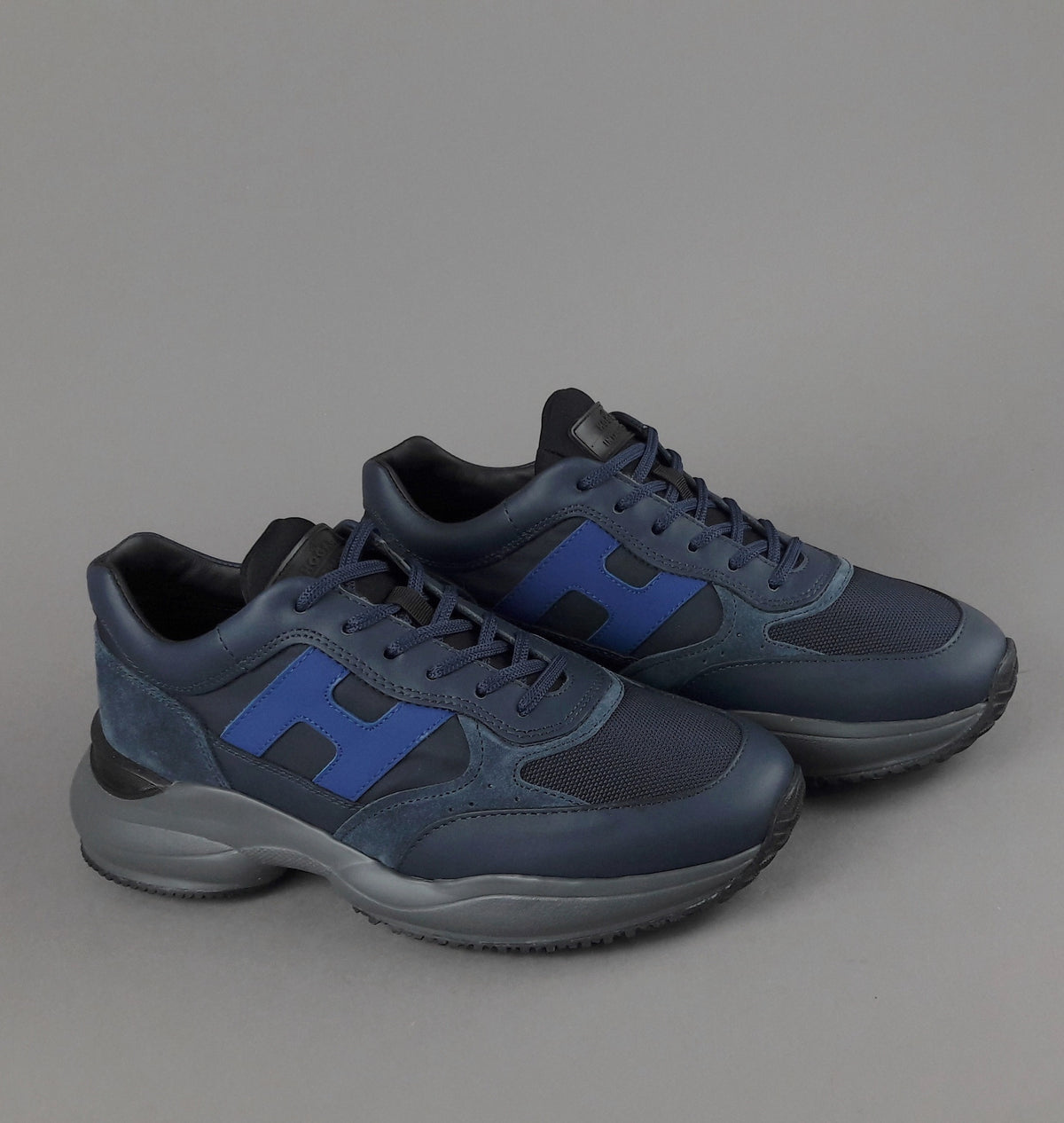 Hogan Sneakers Interaction Uomo Pelle Tela Blu Scuro