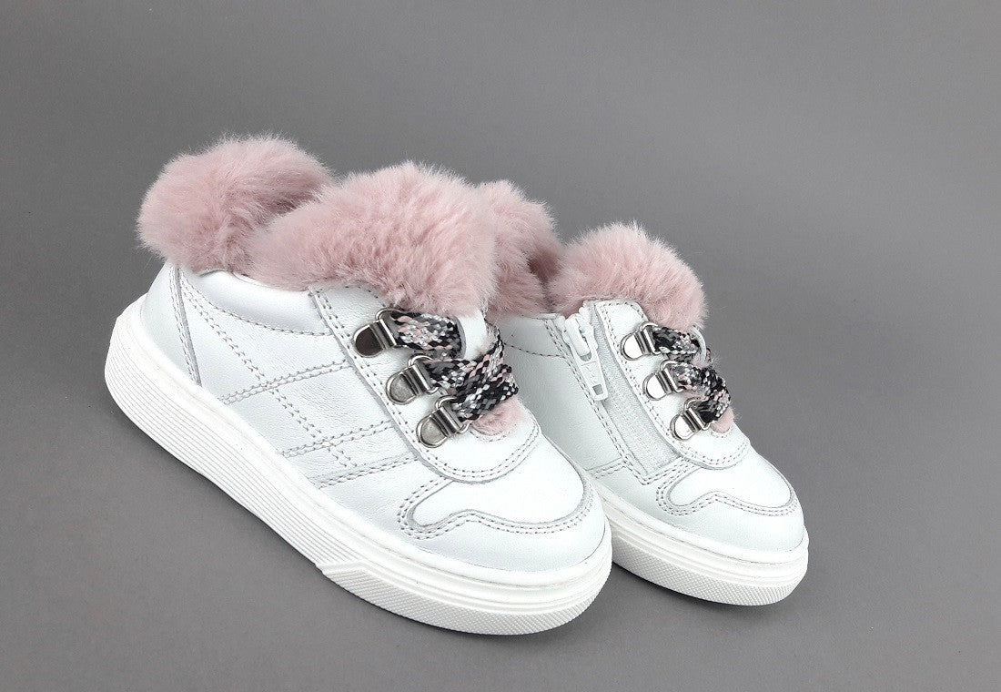 Hogan Sneakers J340 Junior Baby Pelle Bianco Ecopelliccia H Stitching