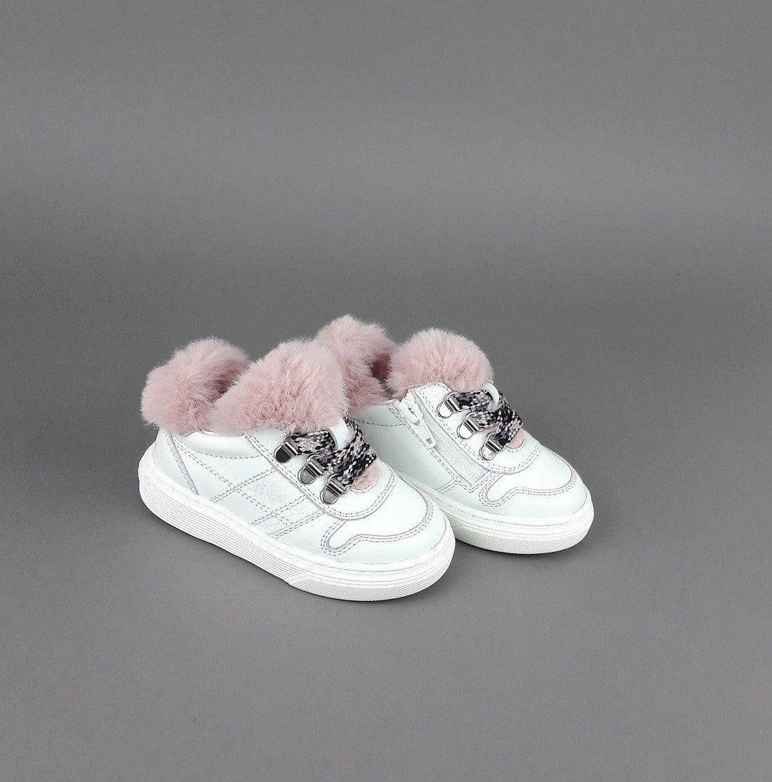 Hogan Sneakers J340 Junior Baby Pelle Bianco Ecopelliccia H Stitching
