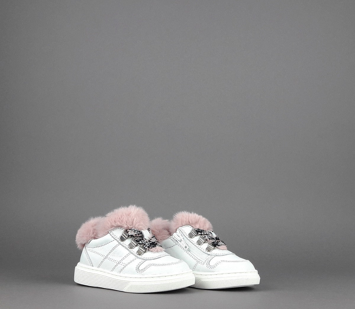 Hogan Sneakers J340 Junior Baby Pelle Bianco Ecopelliccia H Stitching