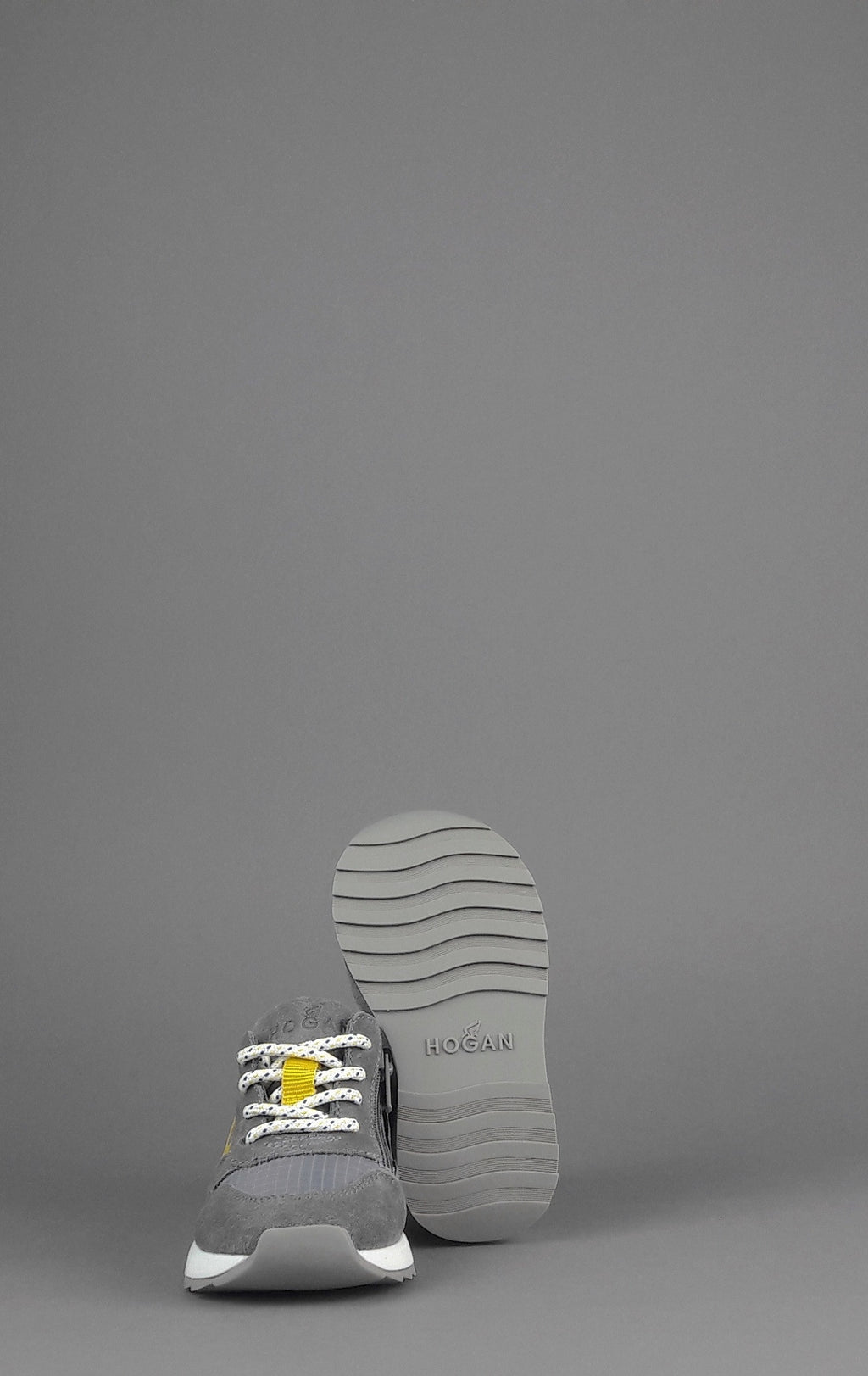 Hogan Sneakers J484 Junior Baby Camoscio Tela Grigio Scuro H Tessuto