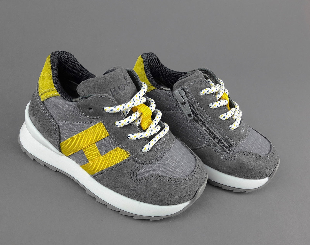 Hogan Sneakers J484 Junior Baby Camoscio Tela Grigio Scuro H Tessuto