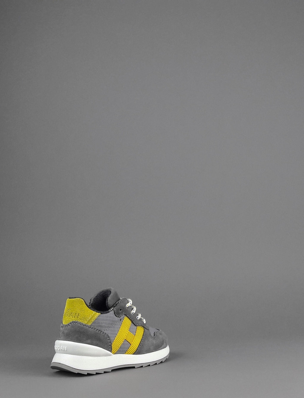 Hogan Sneakers J484 Junior Baby Camoscio Tela Grigio Scuro H Tessuto