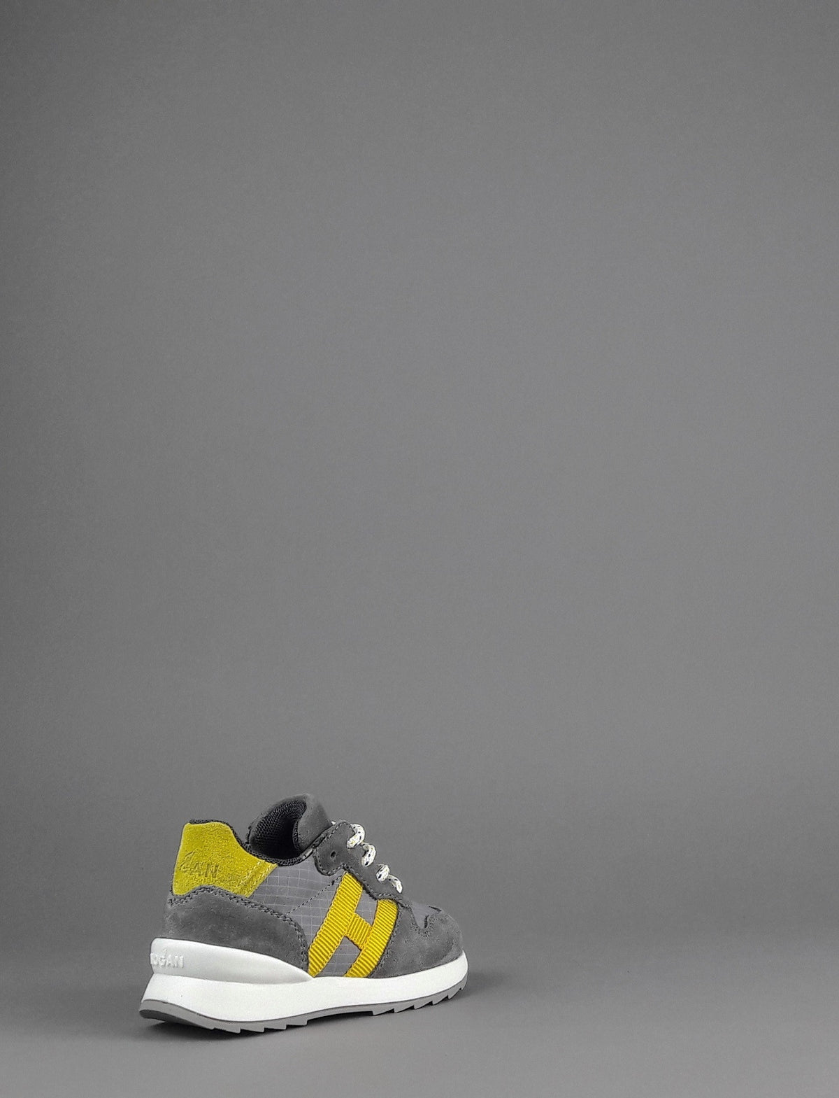 Hogan Sneakers J484 Junior Baby Camoscio Tela Grigio Scuro H Tessuto