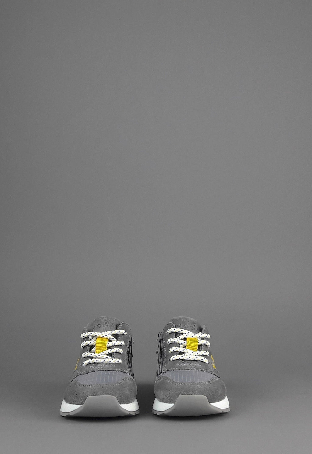 Hogan Sneakers J484 Junior Baby Camoscio Tela Grigio Scuro H Tessuto