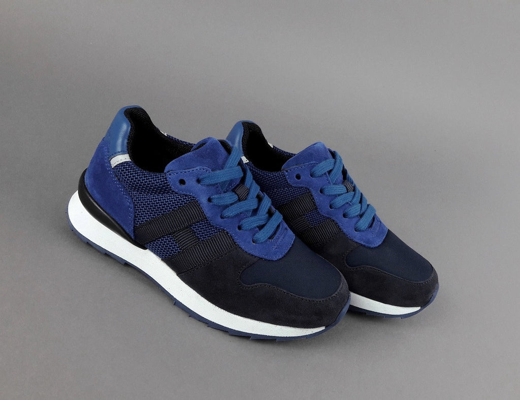 Hogan Sneakers J484 Junior Camoscio Tela Scuba Blu Scuro Blu H Tessuto