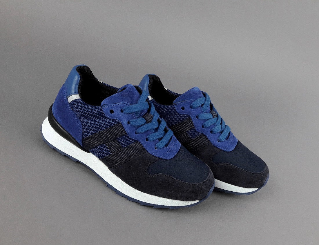 Hogan Sneakers J484 Junior Camoscio Tela Scuba Blu Scuro Blu H Tessuto