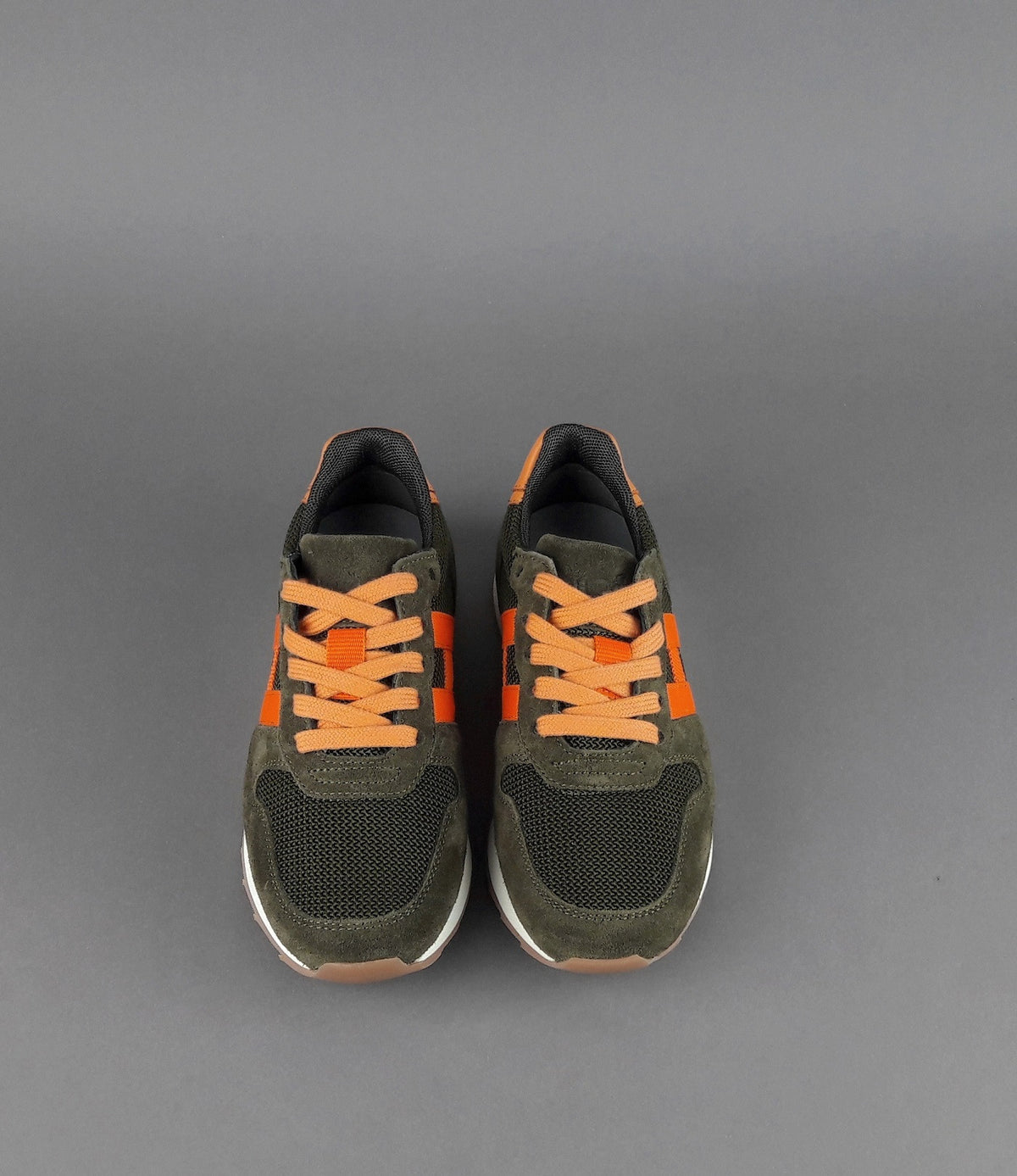 Hogan Sneakers J484 Junior Camoscio Tela Verde Militare H Tessuto