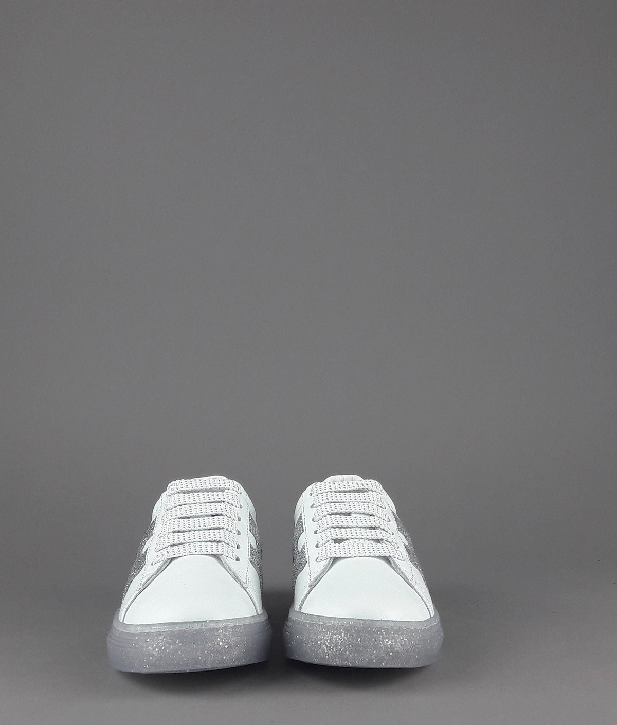 Hogan Sneakers J582 Junior Pelle Bianco H Onda Glitter