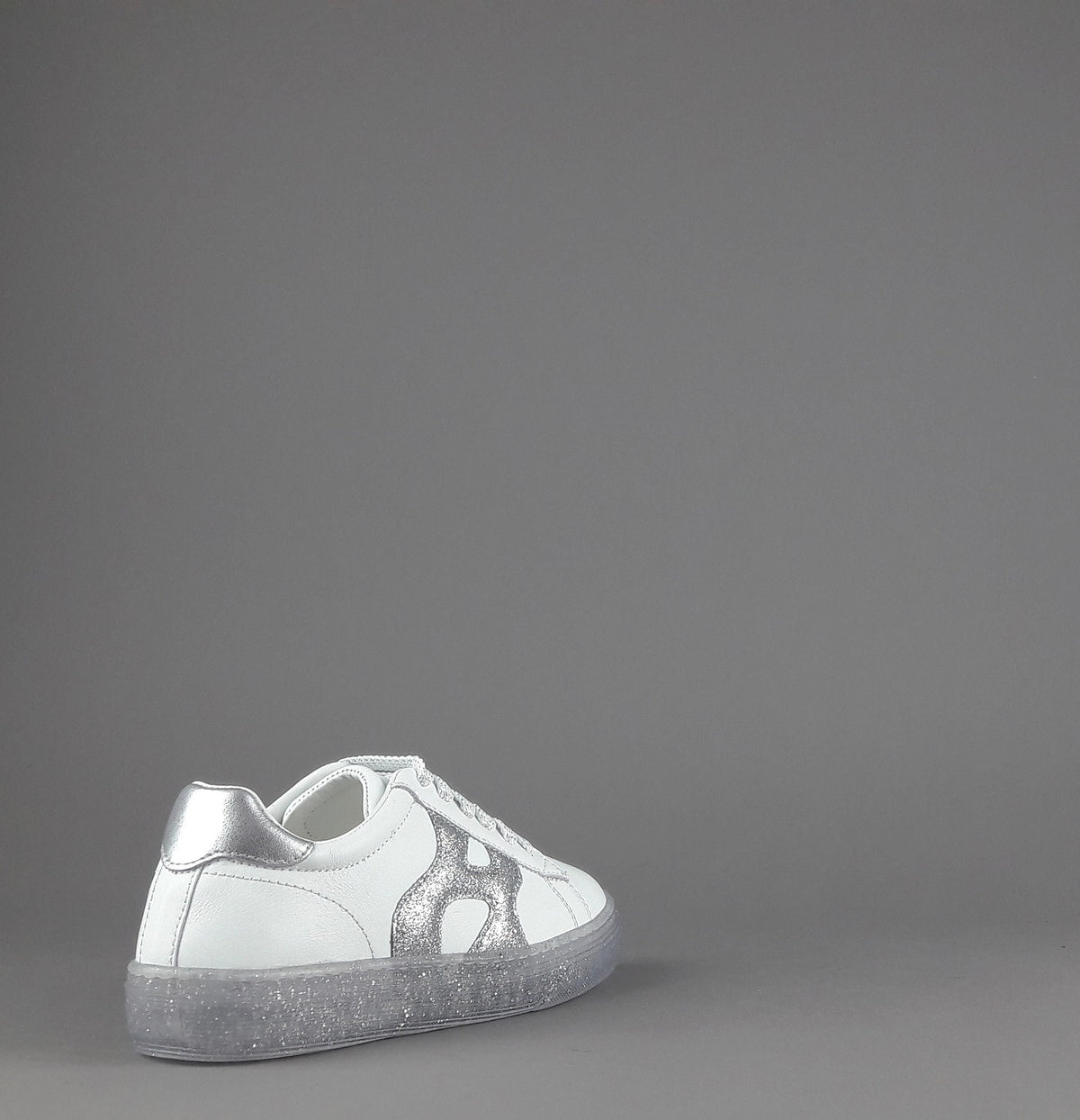 Hogan Sneakers J582 Junior Pelle Bianco H Onda Glitter