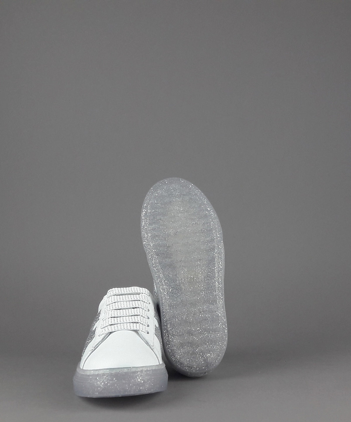 Hogan Sneakers J582 Junior Pelle Bianco H Onda Glitter