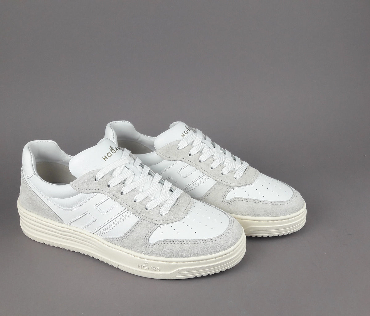 Hogan Sneakers Uomo H630 Camoscio Ghiaccio Pelle Bianco