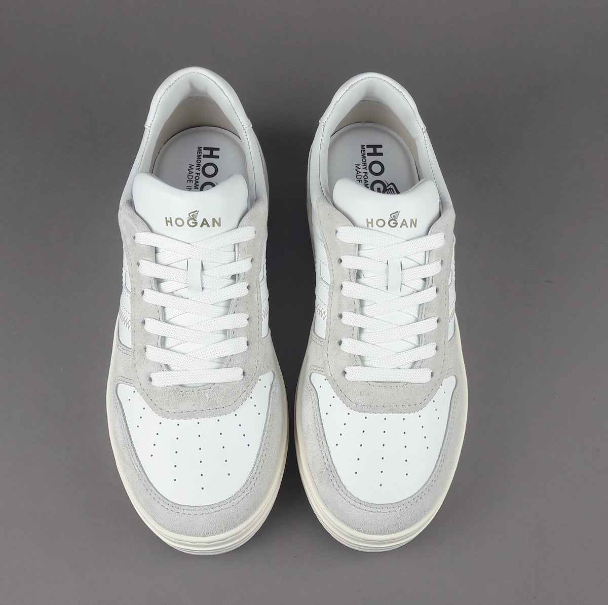 Hogan Sneakers Uomo H630 Camoscio Ghiaccio Pelle Bianco