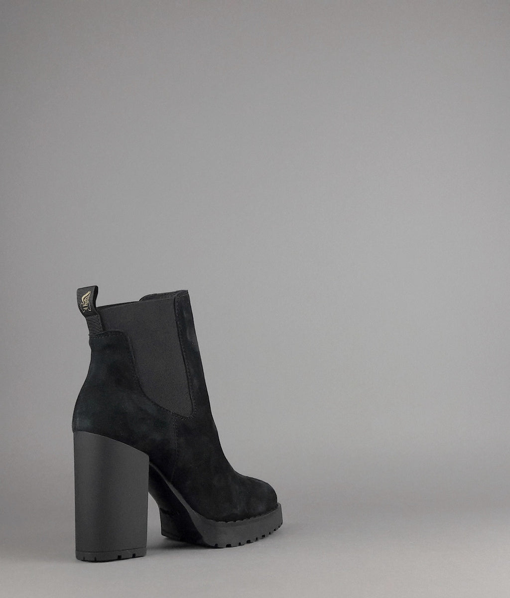 Hogan Stivaletto Donna H542 Camoscio Nero Elastici Laterali