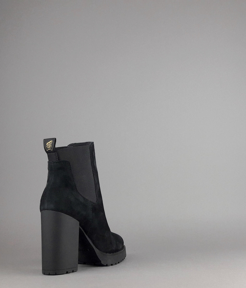 Hogan Stivaletto Donna H542 Camoscio Nero Elastici Laterali