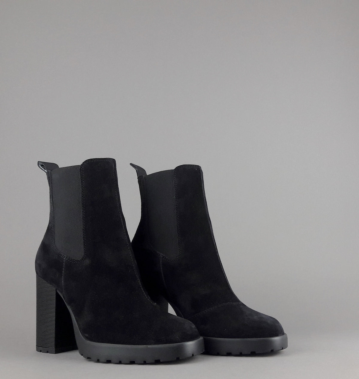 Hogan Stivaletto Donna H623 Camoscio Nero Elastici Laterali