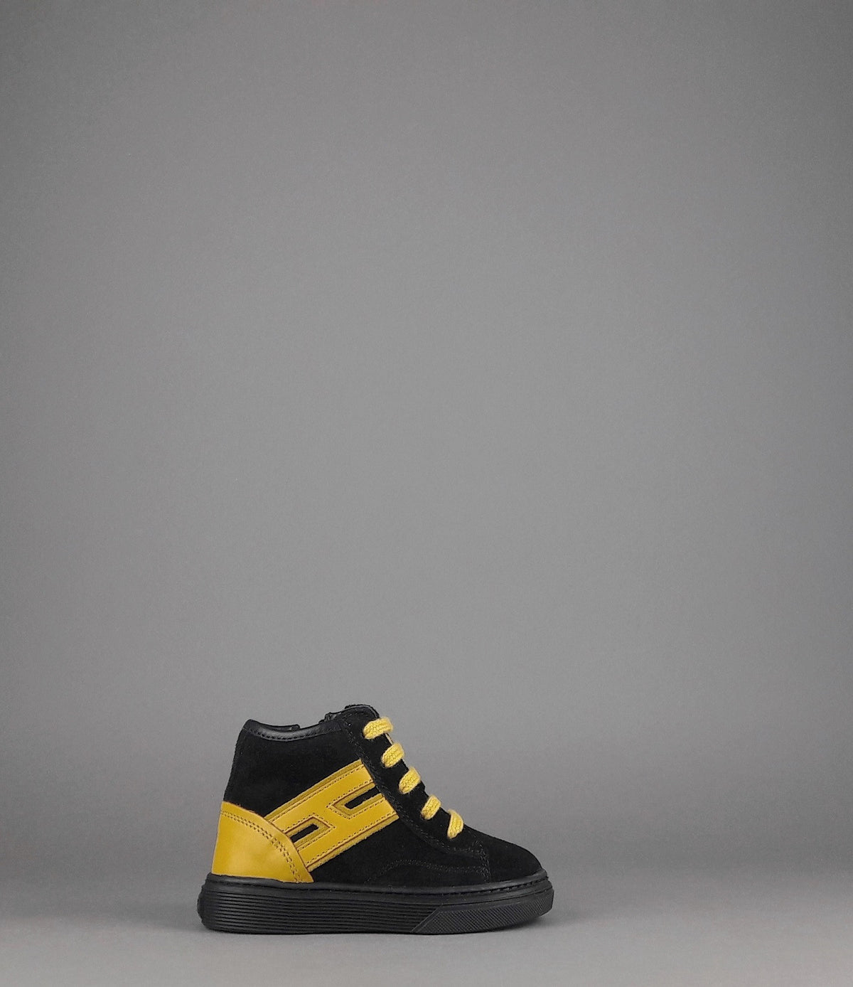 Hogan Stivaletto J340 Junior Baby Camoscio Nero H Pelle Giallo