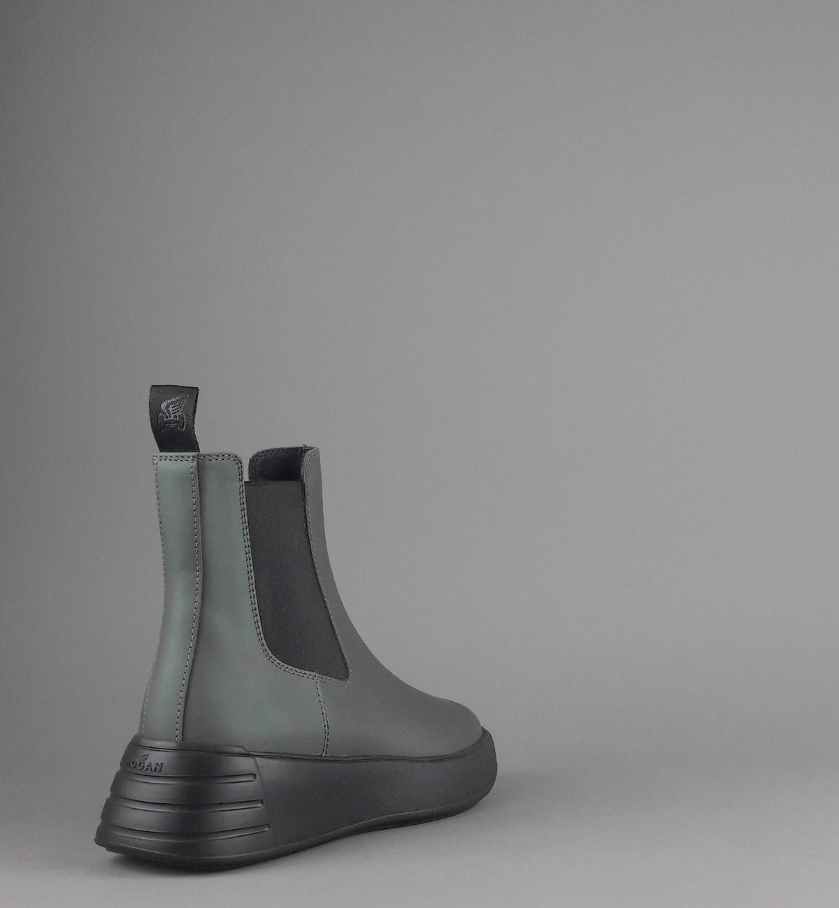 Hogan Stivaletto Rebel Donna H562 Pelle Gommata Verde Militare