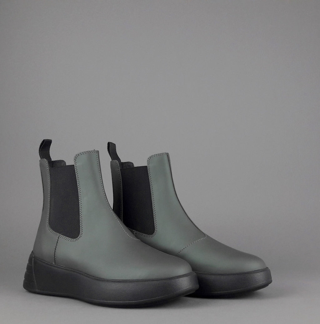 Hogan Stivaletto Rebel Donna H562 Pelle Gommata Verde Militare