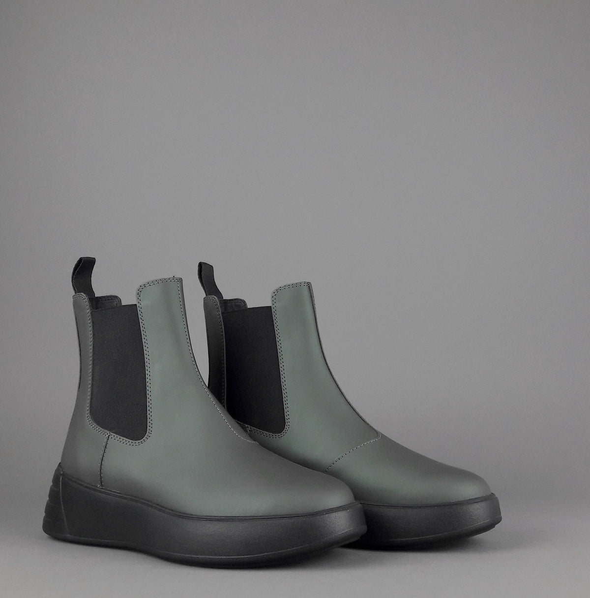 Hogan Stivaletto Rebel Donna H562 Pelle Gommata Verde Militare