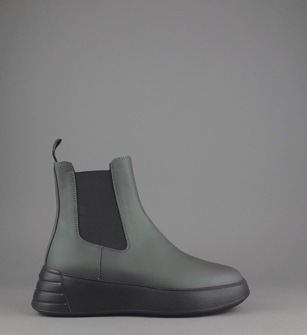 Hogan Stivaletto Rebel Donna H562 Pelle Gommata Verde Militare