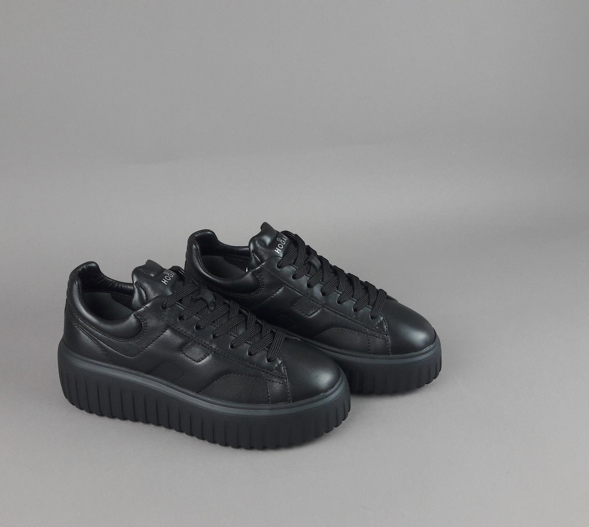 Hogan Stripes Donna Pelle Nappa Nero