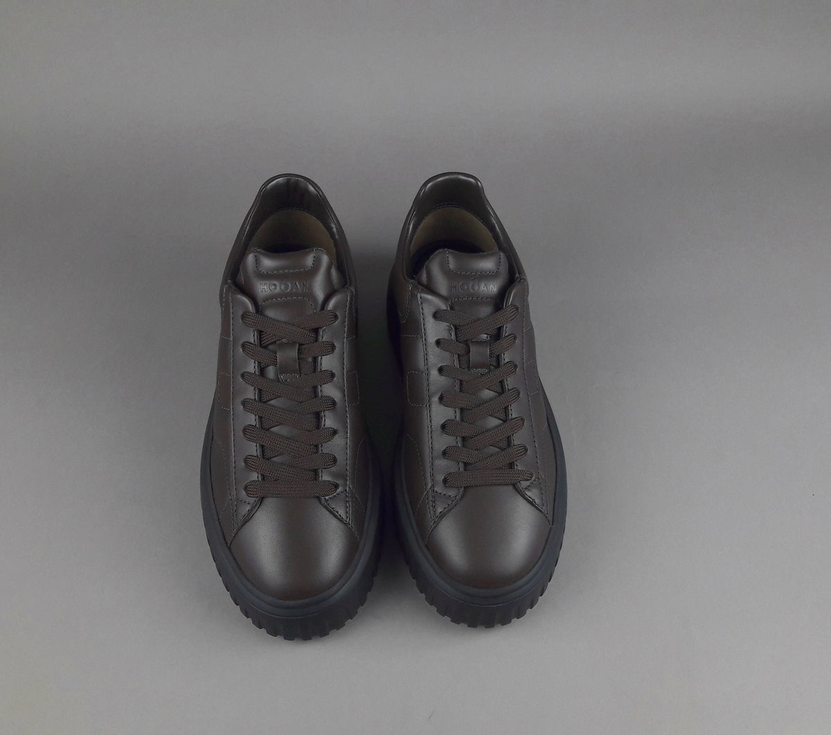 Hogan Stripes Uomo H645 Pelle Nappa Marrone Scuro